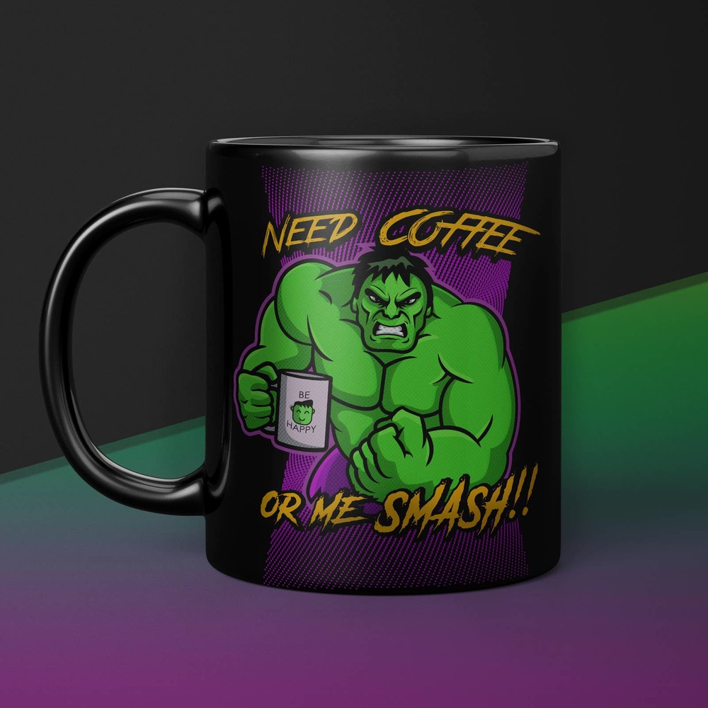 Personalize Name AVENGERS INCREDIBLE HULK  Coffee Mug, Marvel Comics Gift -Black